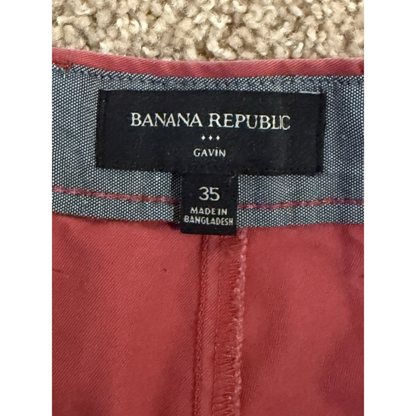 Banana Republic Men’s Gavin Chino Shorts Red 35 Cotton Classic Fit Casual