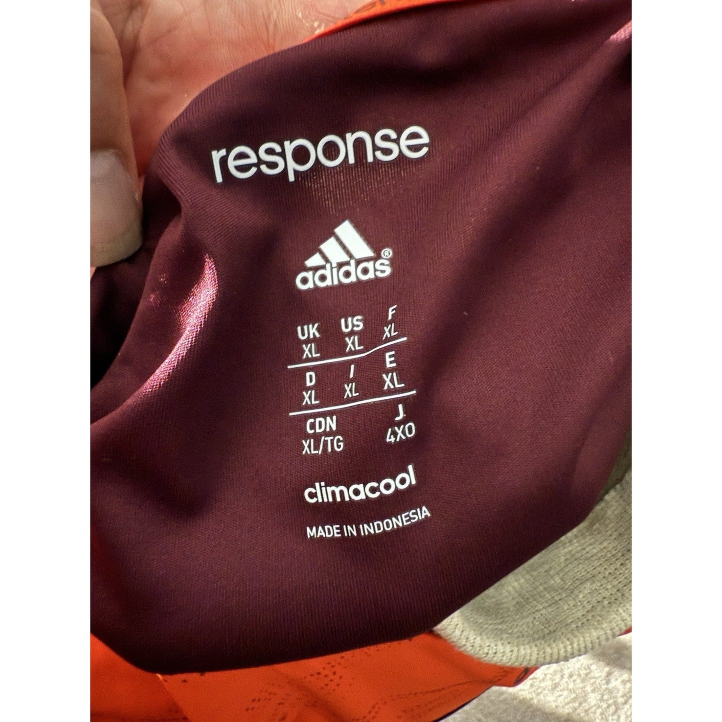Adidas Response ClimaCool Oaktree Shirt XL Maroon Orange Athletic Training Tee