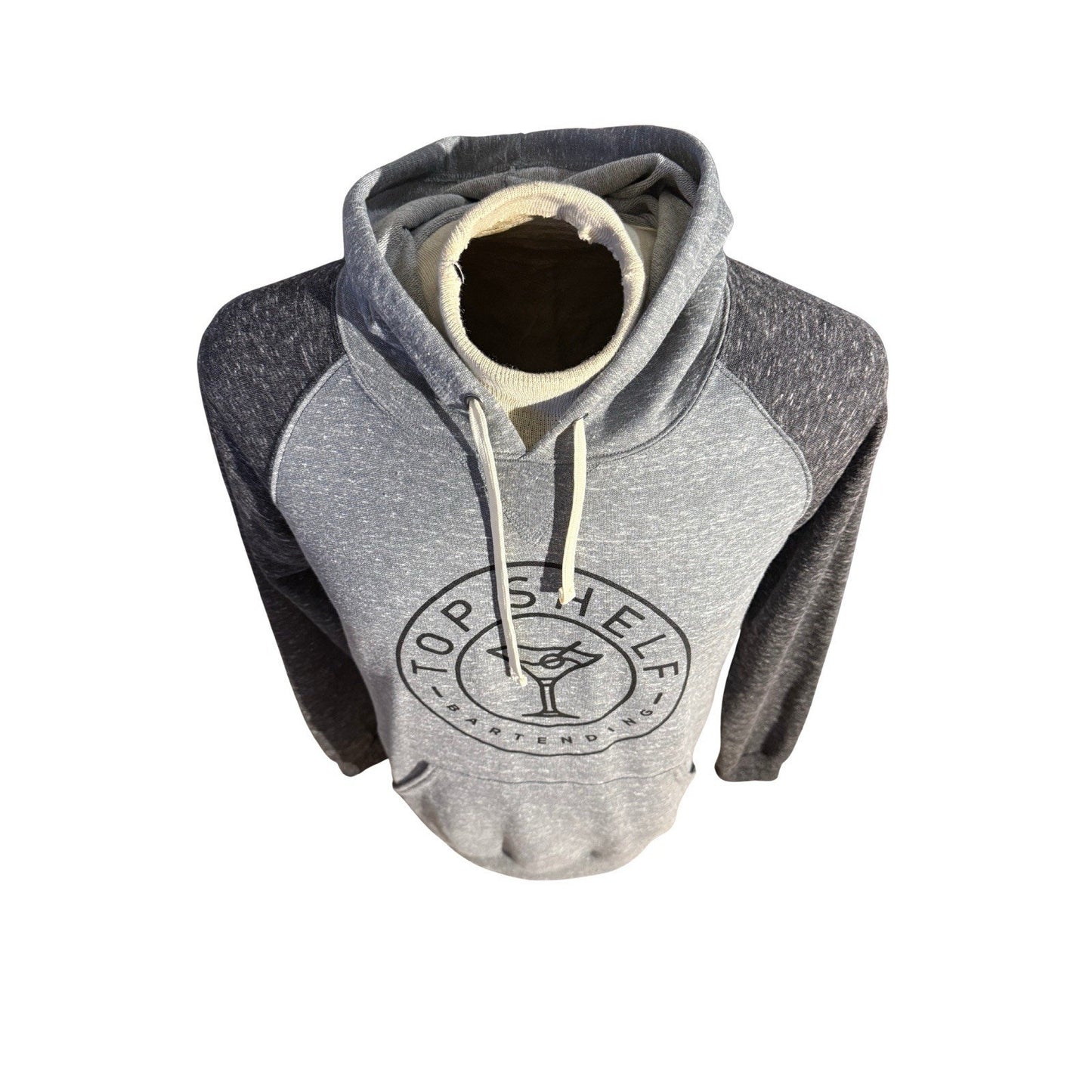 Top Shelf Bartending Hoodie Gray Black Raglan Jerzees Pullover Size M