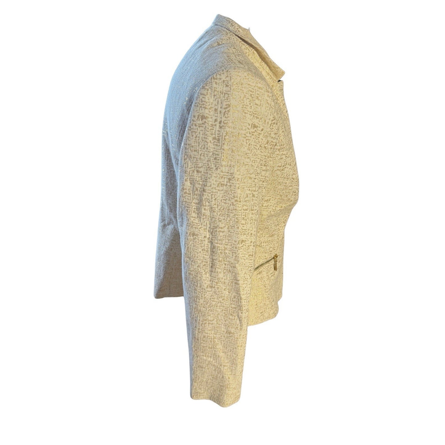 Peter Nygard Women’s Blazer Jacket Metallic Gold Jacquard Size 14 Vintage 289