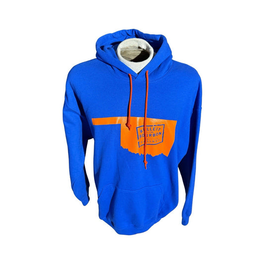 Gildan Heavy Blend Hoodie XL Blue Oklahoma Bulleit Bourbon Whiskey Promo