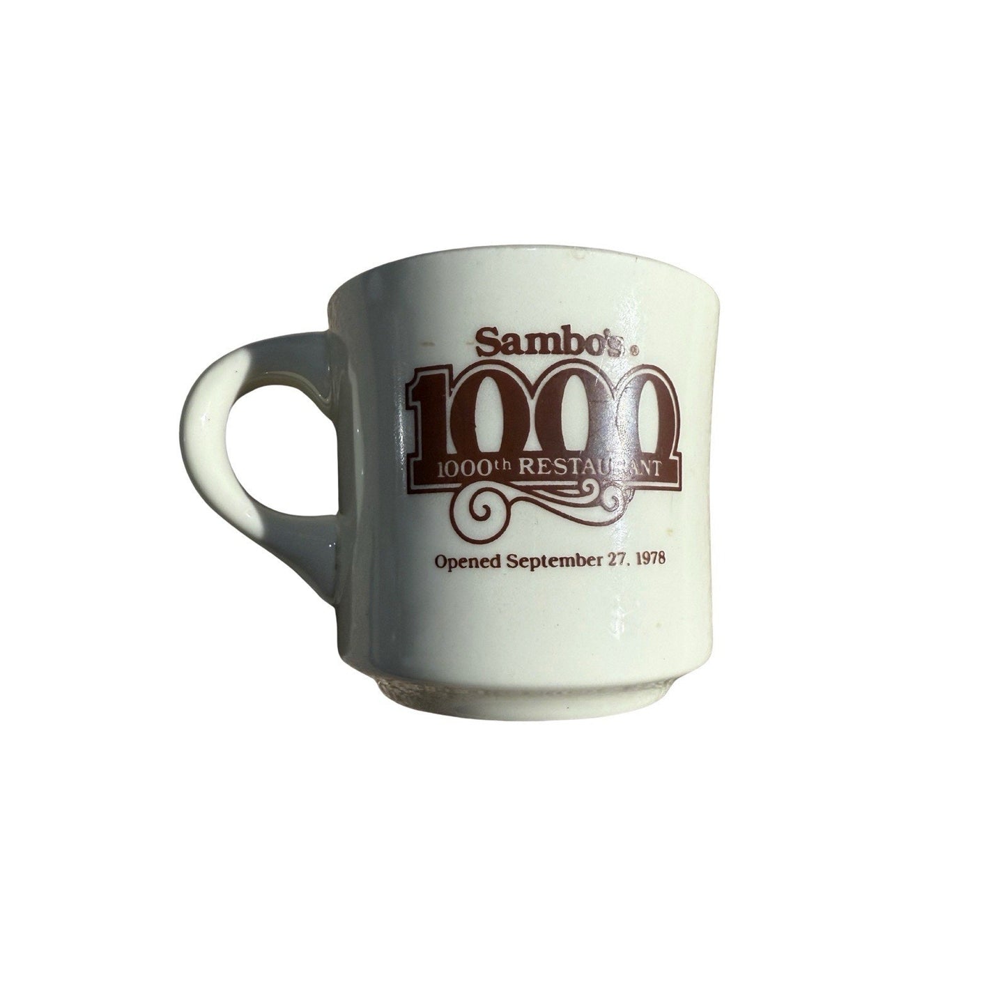 Vintage Sambo’s 1000th Restaurant Coffee Mug 1978 USA Heavy Diner Ware