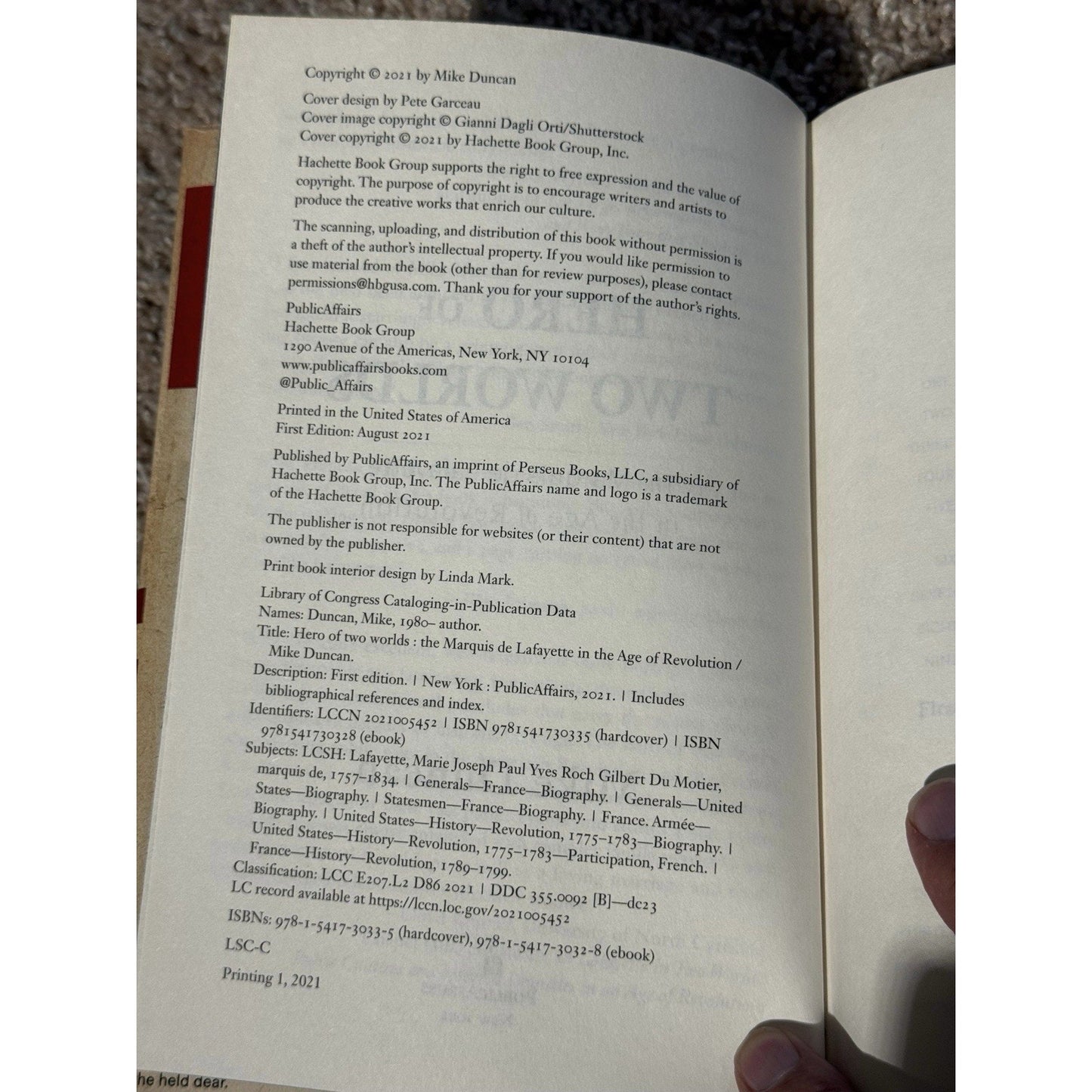 Hero of Two Worlds Mike Duncan 1st Edition 2021 HC Lafayette Biography History