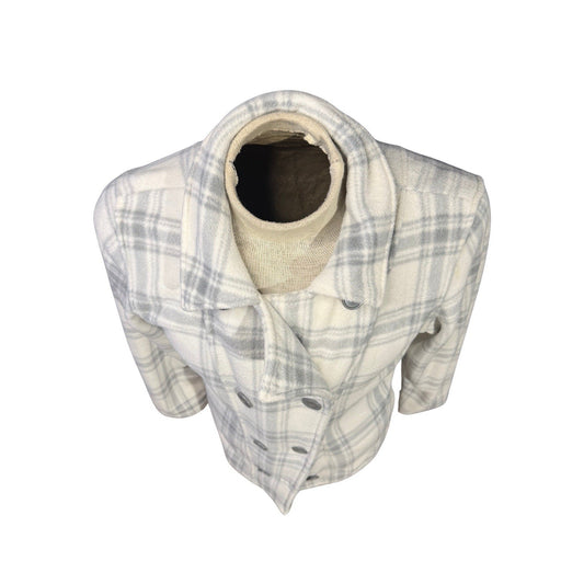 Avalanche Thermaltion Women’s Plaid Fleece Peacoat Jacket Gray White Size Large