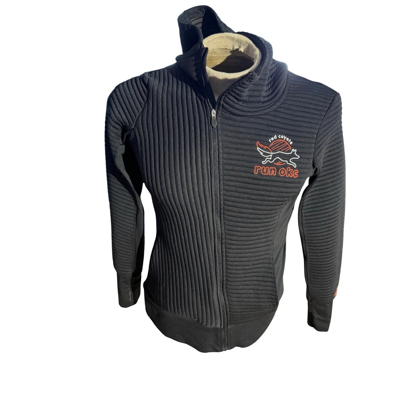 Brooks Run OKC Red Coyote Ribbed Full Zip Hoodie Black Women’s Medium