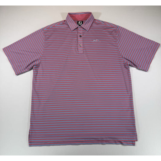 FootJoy FJ Golf Polo Shirt Mens Large Pink Blue Striped Performance