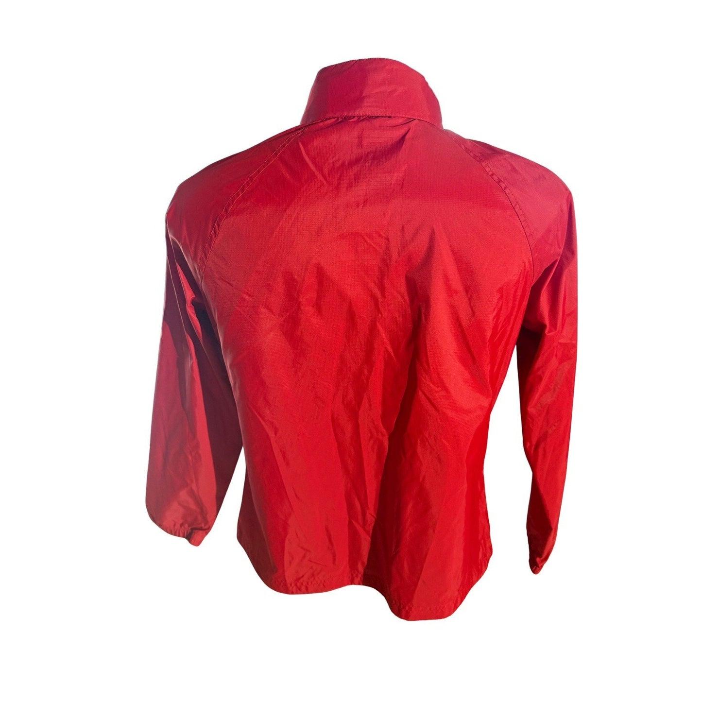 L.L. Bean Nylon Red Hooded Full Zip Raincoat Jacket Windbreaker Size Medium M