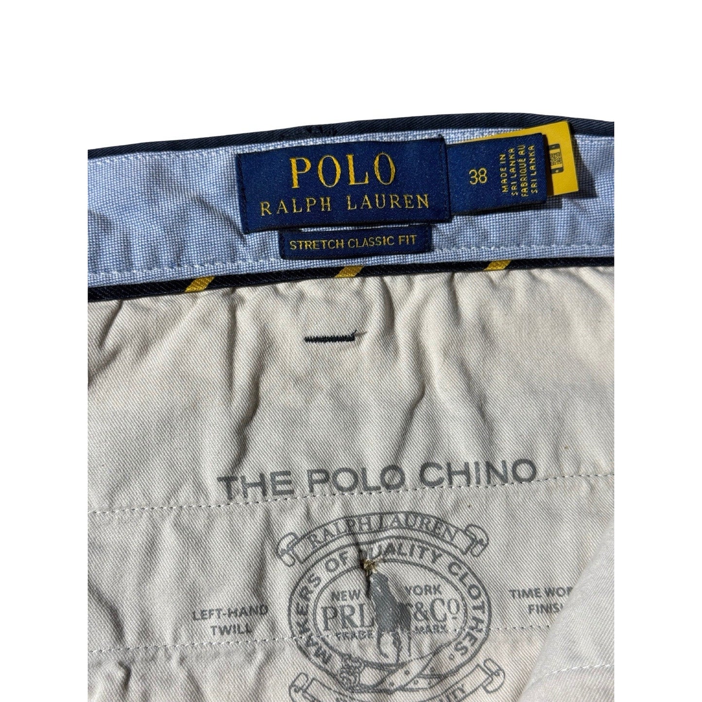 Polo Ralph Lauren Men’s Chino Shorts 38 Navy Blue Stretch Classic Fit Flat Front