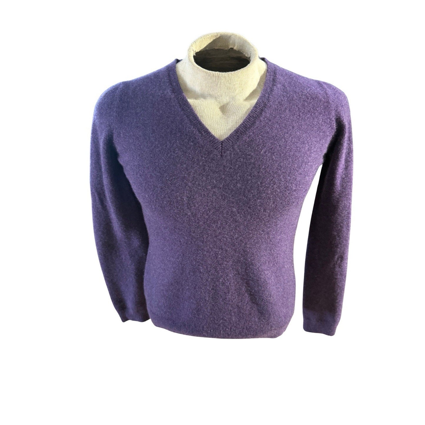 Malo Firenze 100% Cashmere Sweater Purple V-Neck Made in Italy Size 46