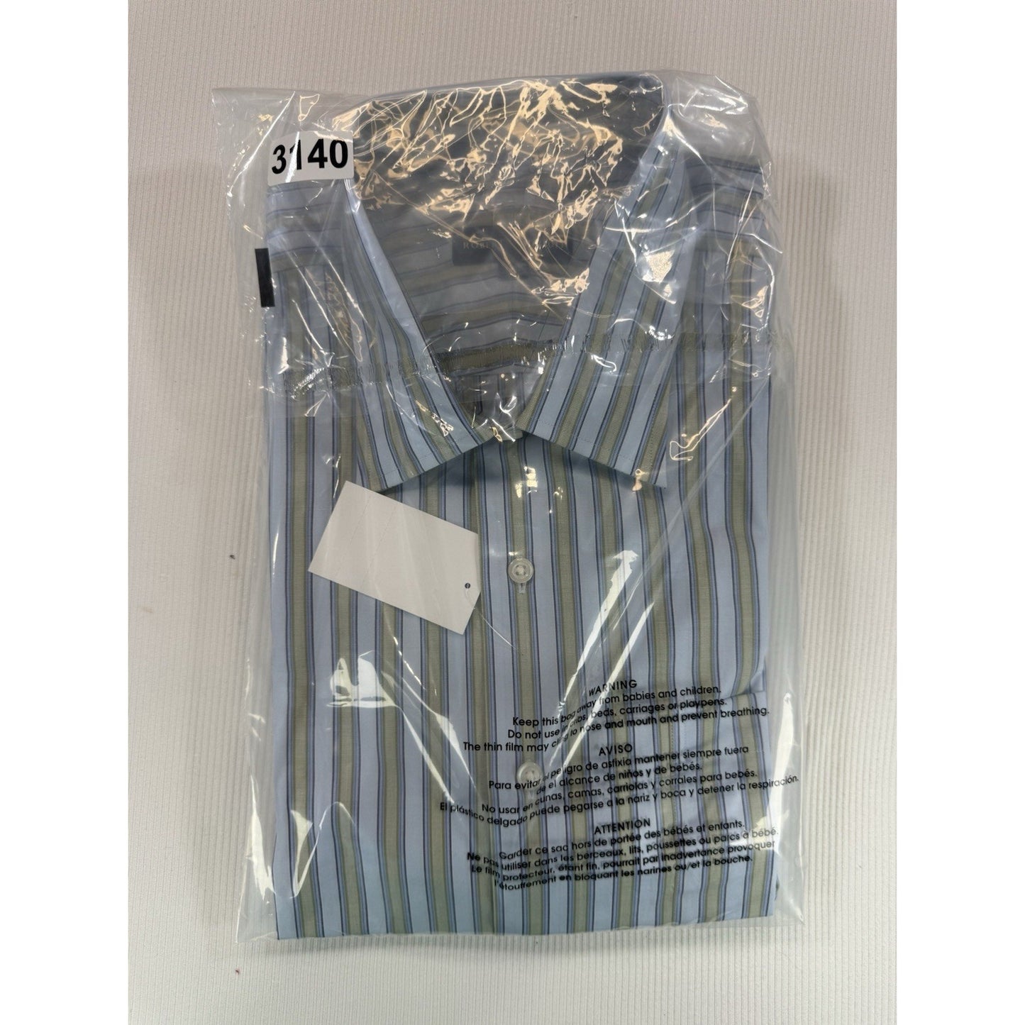 Robert Talbott Dress Shirt Blue Green Stripe 17 34 NWT Cotton