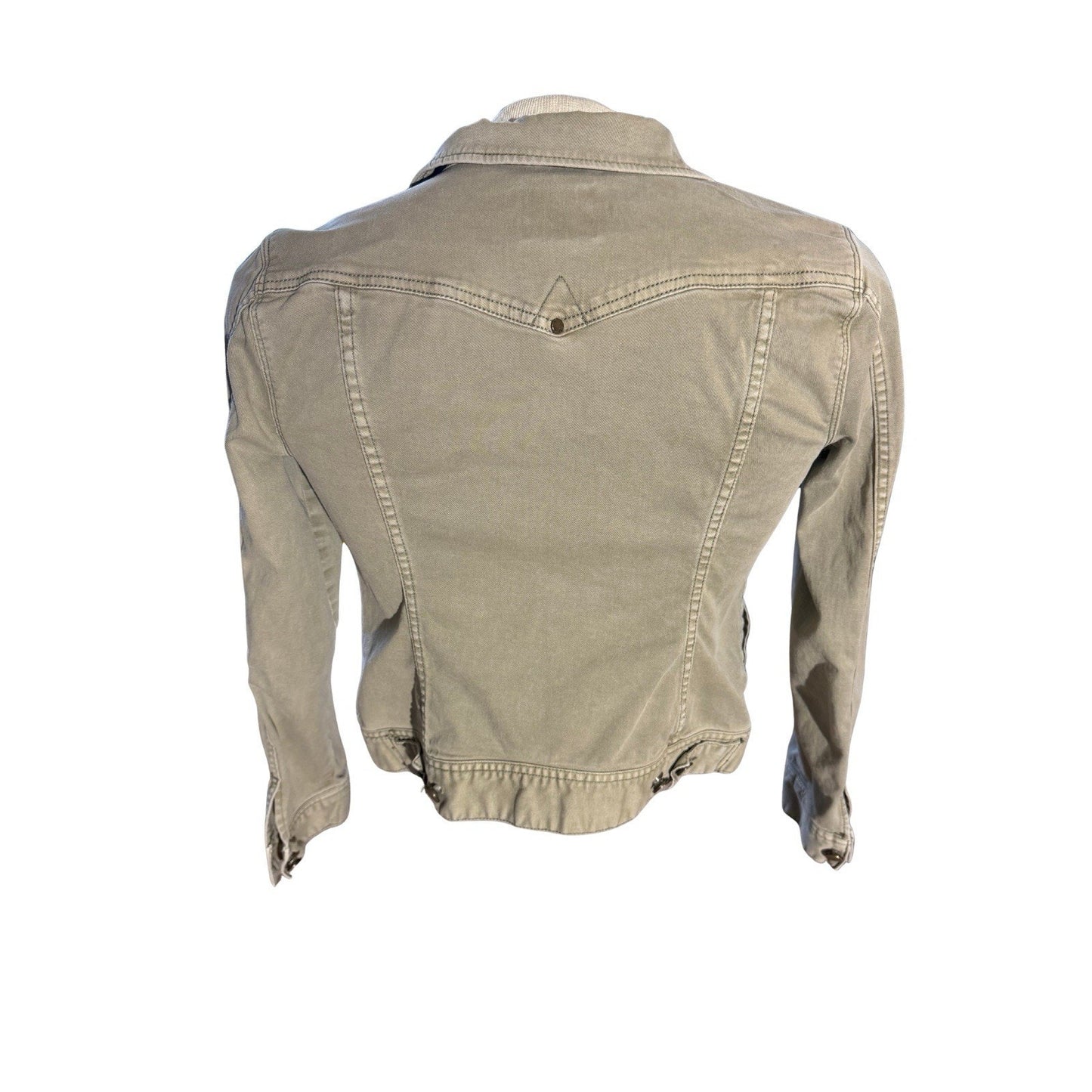 Liverpool Jeans Co Women’s Small Olive Green Denim Jacket Stretch Cotton Blend