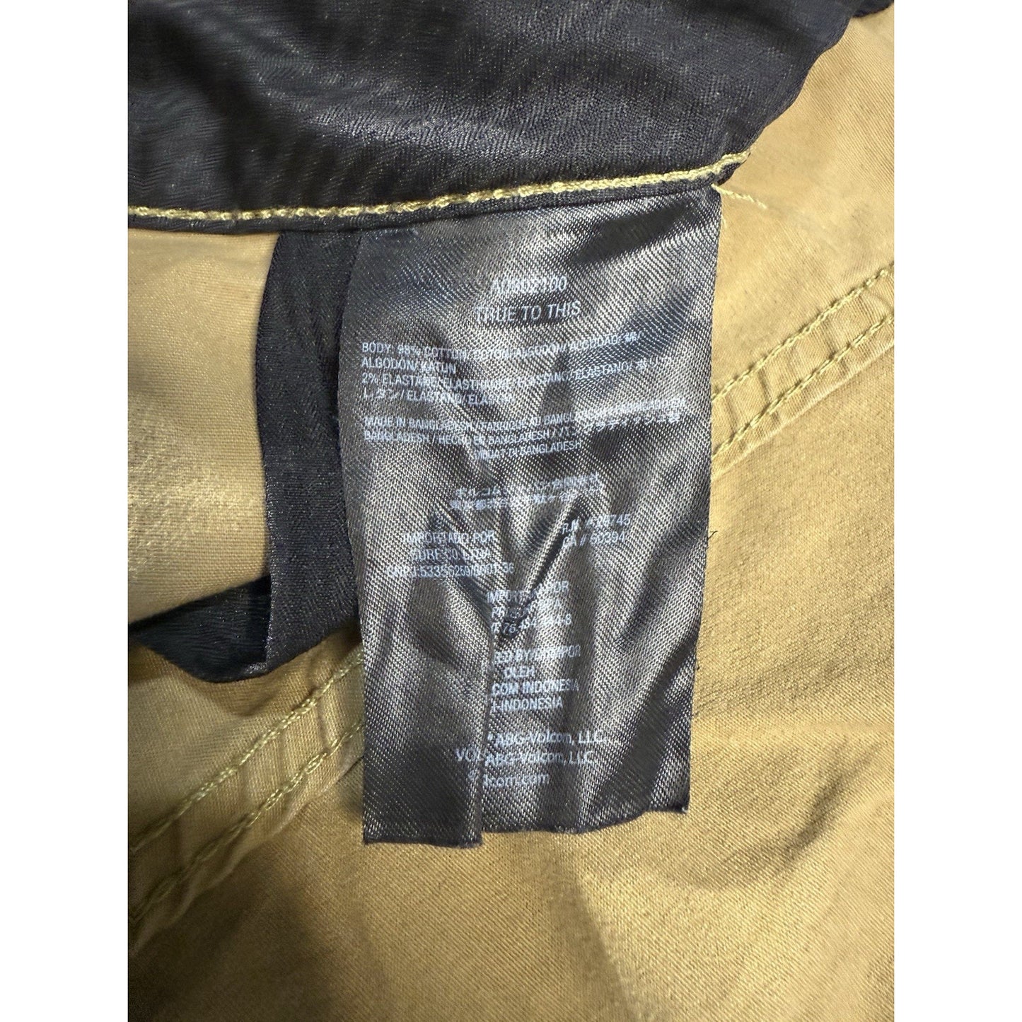 Volcom 31 Khaki Cotton Stretch Shorts Flat Front Casual Skate Surf Chino