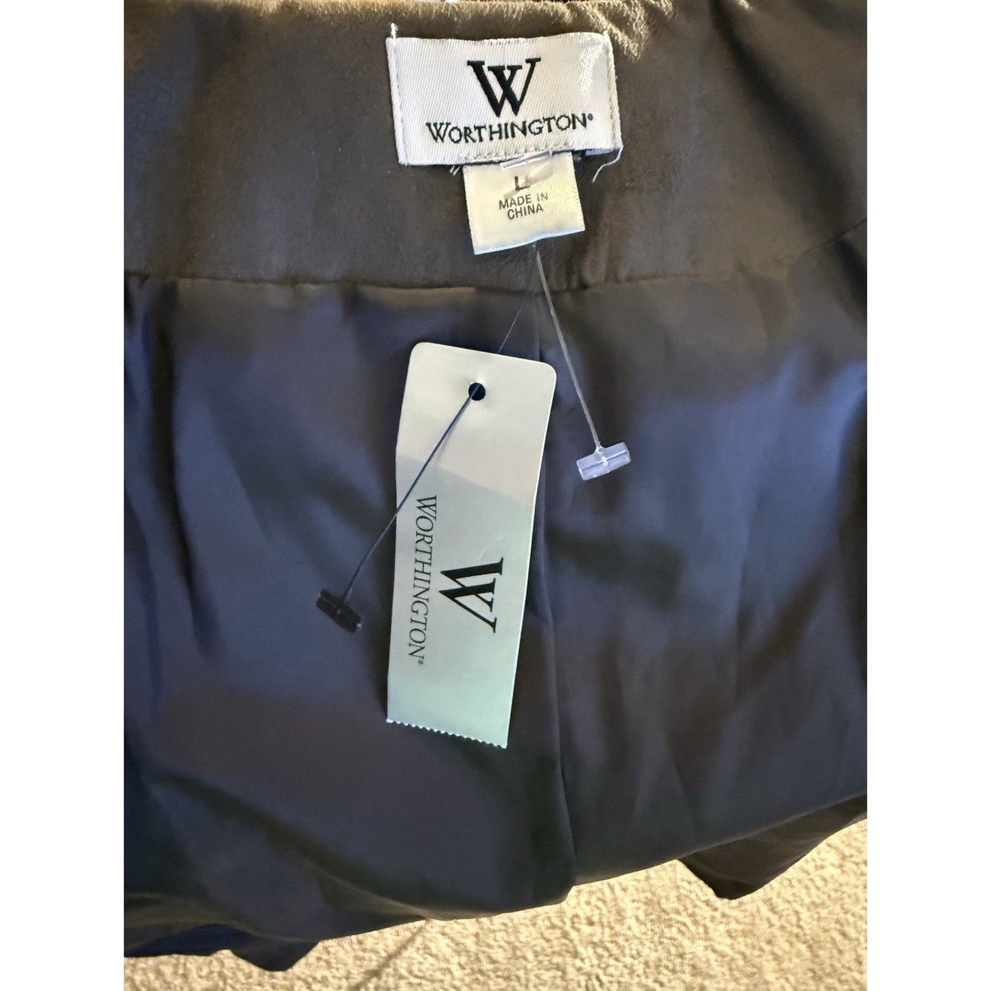 Worthington Women’s Faux Suede Ruffle Jacket Belted Brown Size L NWT