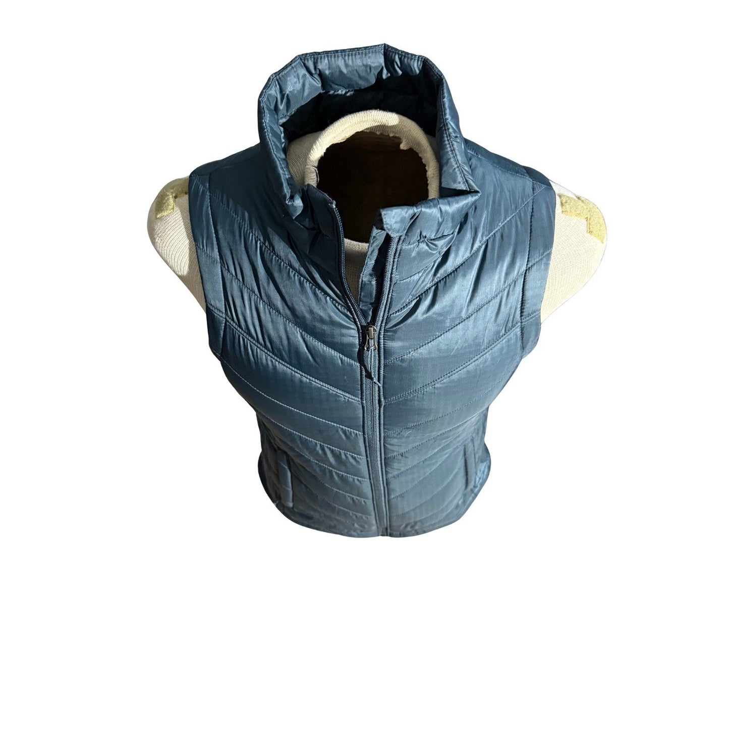 Columbia Omni-Heat Women’s Puffer Vest Blue Medium Lightweight Insulated Zip Up