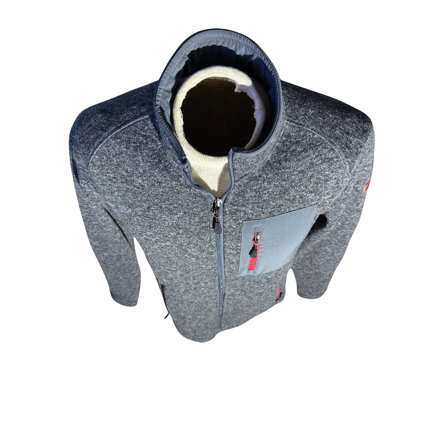 SwissTech Full Zip Fleece Jacket Men’s Small Charcoal Gray Red Trim Pocket