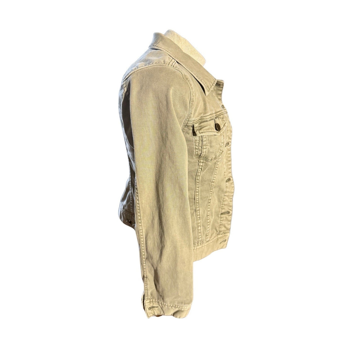 Liverpool Jeans Co Women’s Small Olive Green Denim Jacket Stretch Cotton Blend