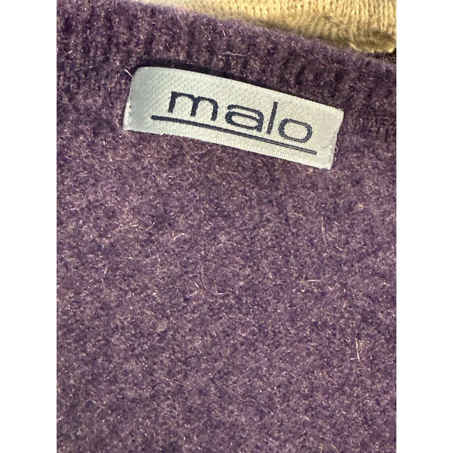 Malo Firenze 100% Cashmere Sweater Purple V-Neck Made in Italy Size 46