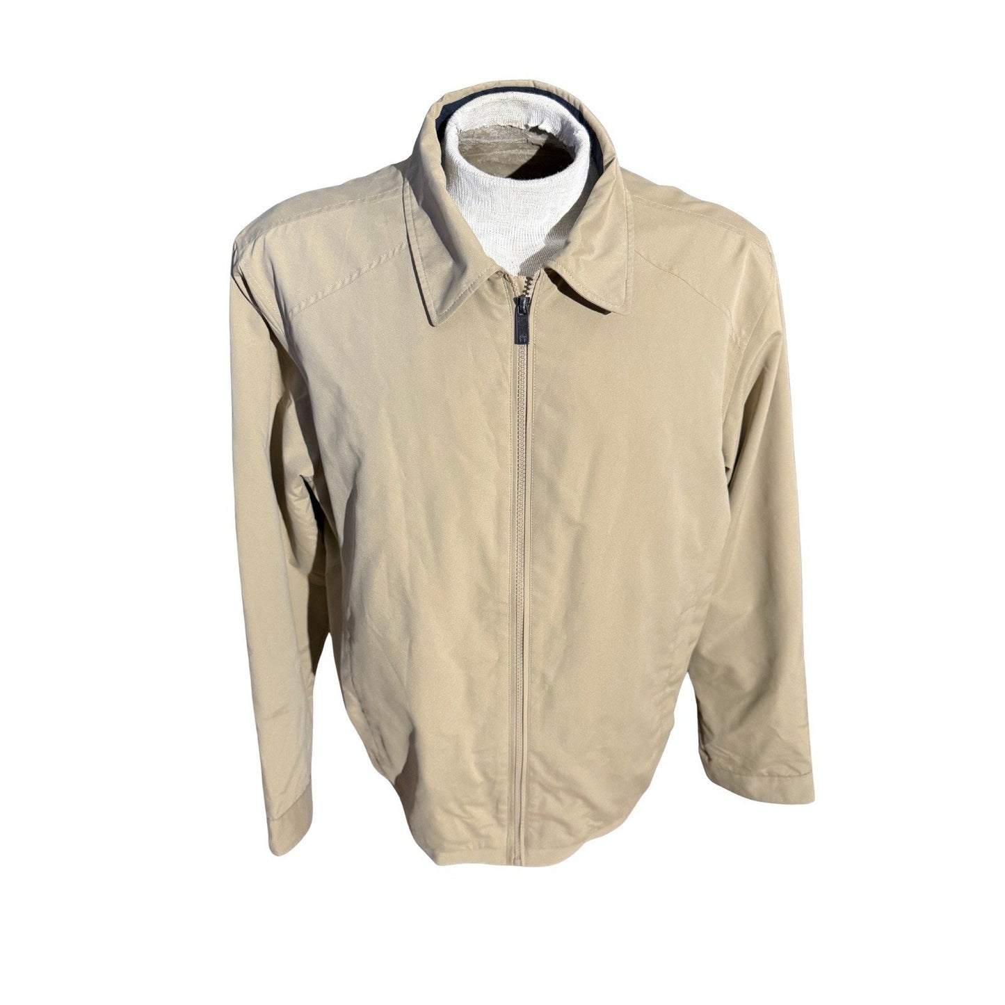 Haggar Men’s Large Tan Bomber Jacket Lightweight Zip Up Coat New Without Tags