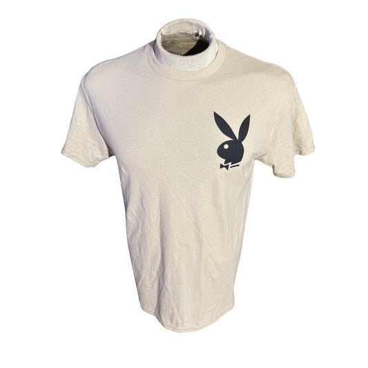 Playboy Bunny Logo T-Shirt Men’s Medium White Graphic Tee Streetwear Casual