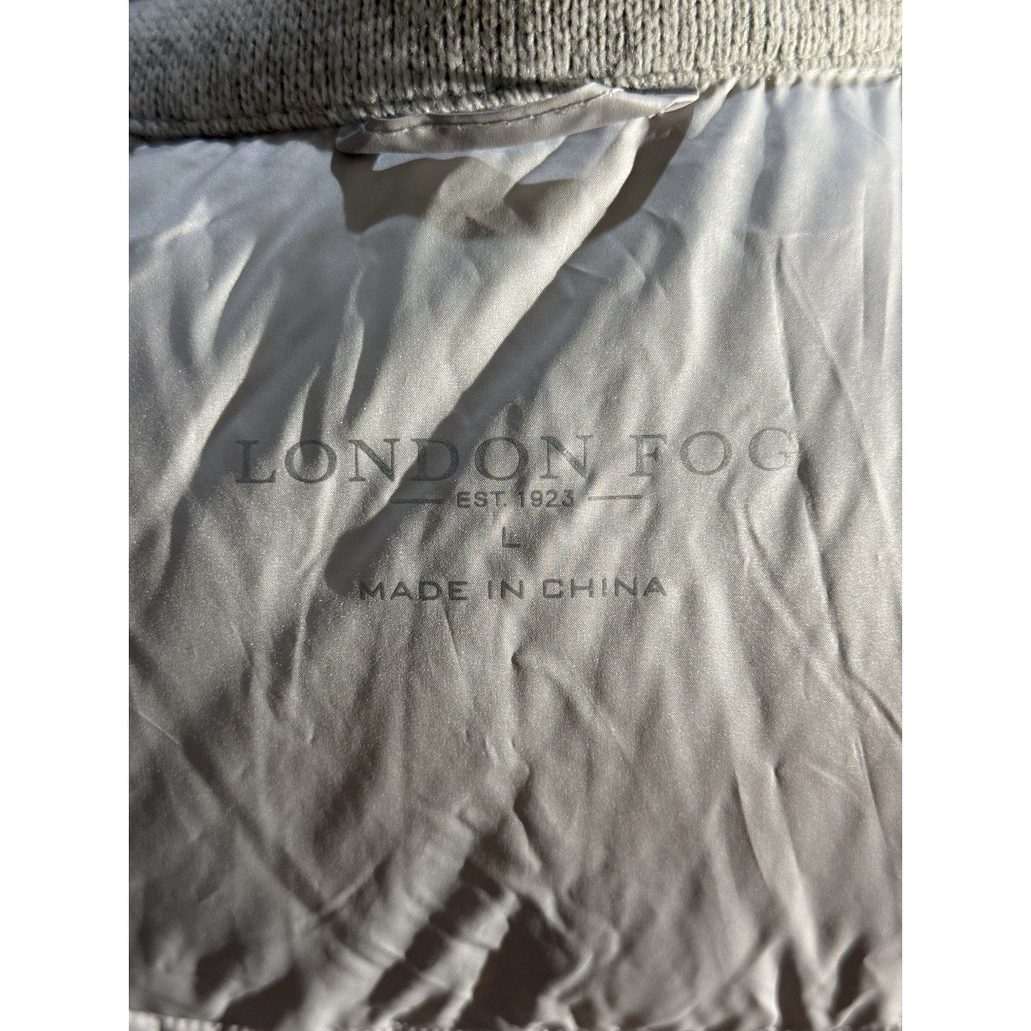 London Fog Women’s Down Puffer Knit Hybrid Jacket Gray Zip Front Size L NWT