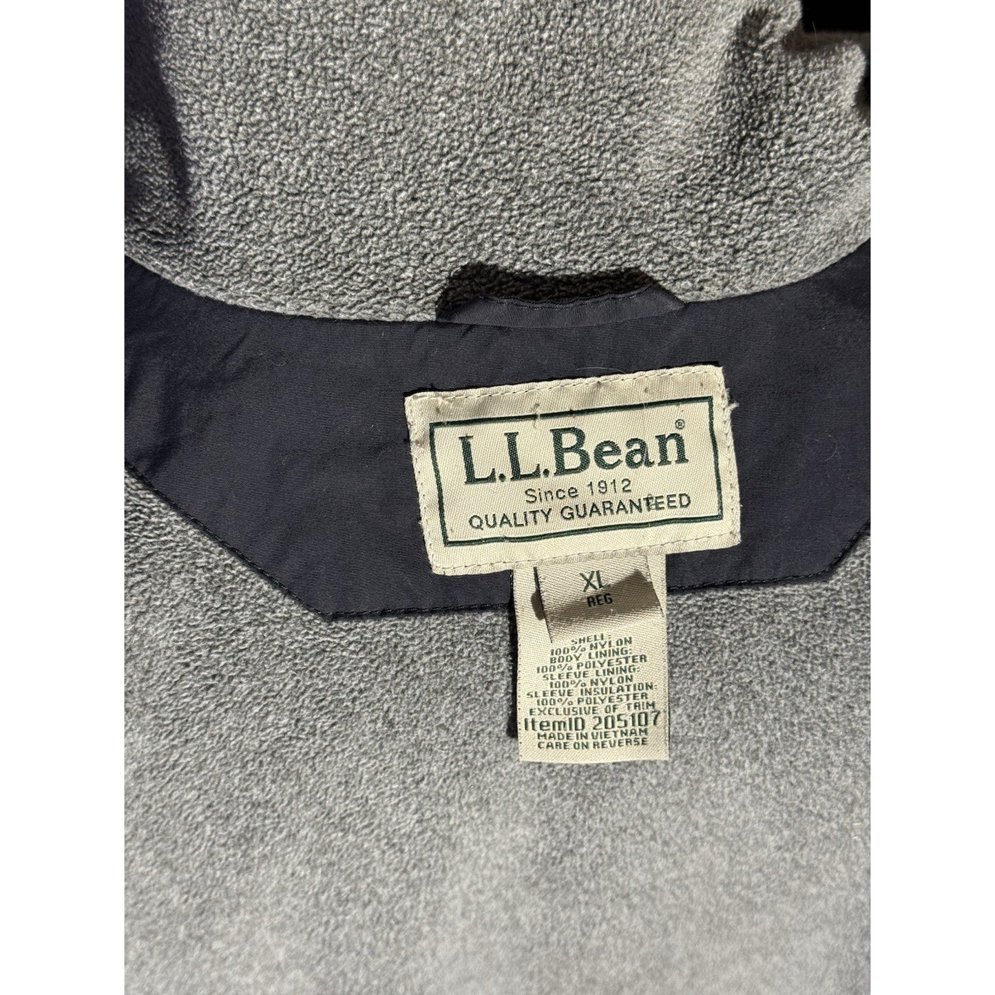 L.L. Bean Men’s XL Navy Thinsulate Jacket Fleece Lined Full Zip Insulated Coat