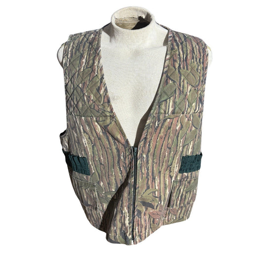 Vintage Sports Afield Woodland Camo Vest Hunting Quilted Men's XXL