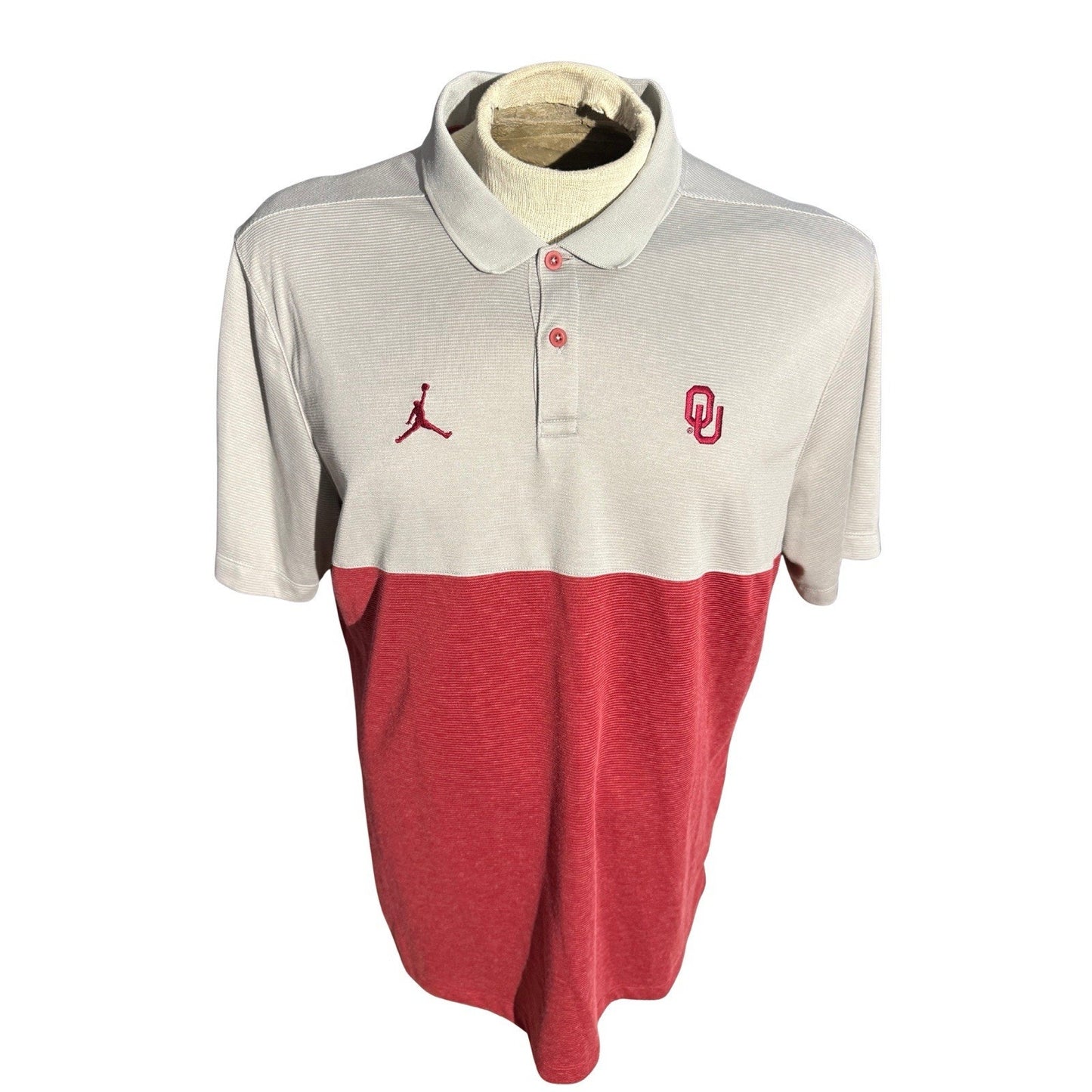 Jordan OU Sooners On-Field Polo Shirt Gray Red Colorblock Men’s XL NWT