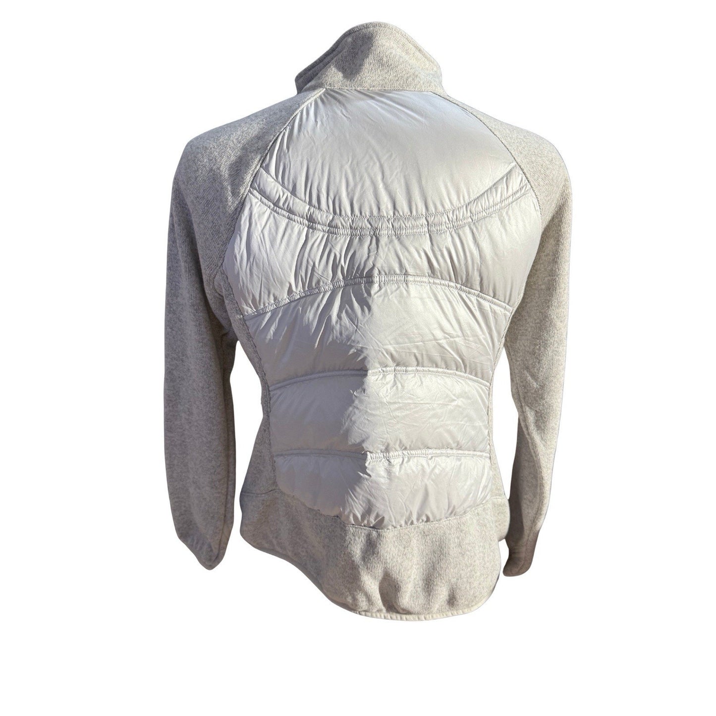 London Fog Women’s Down Puffer Knit Hybrid Jacket Gray Zip Front Size L NWT