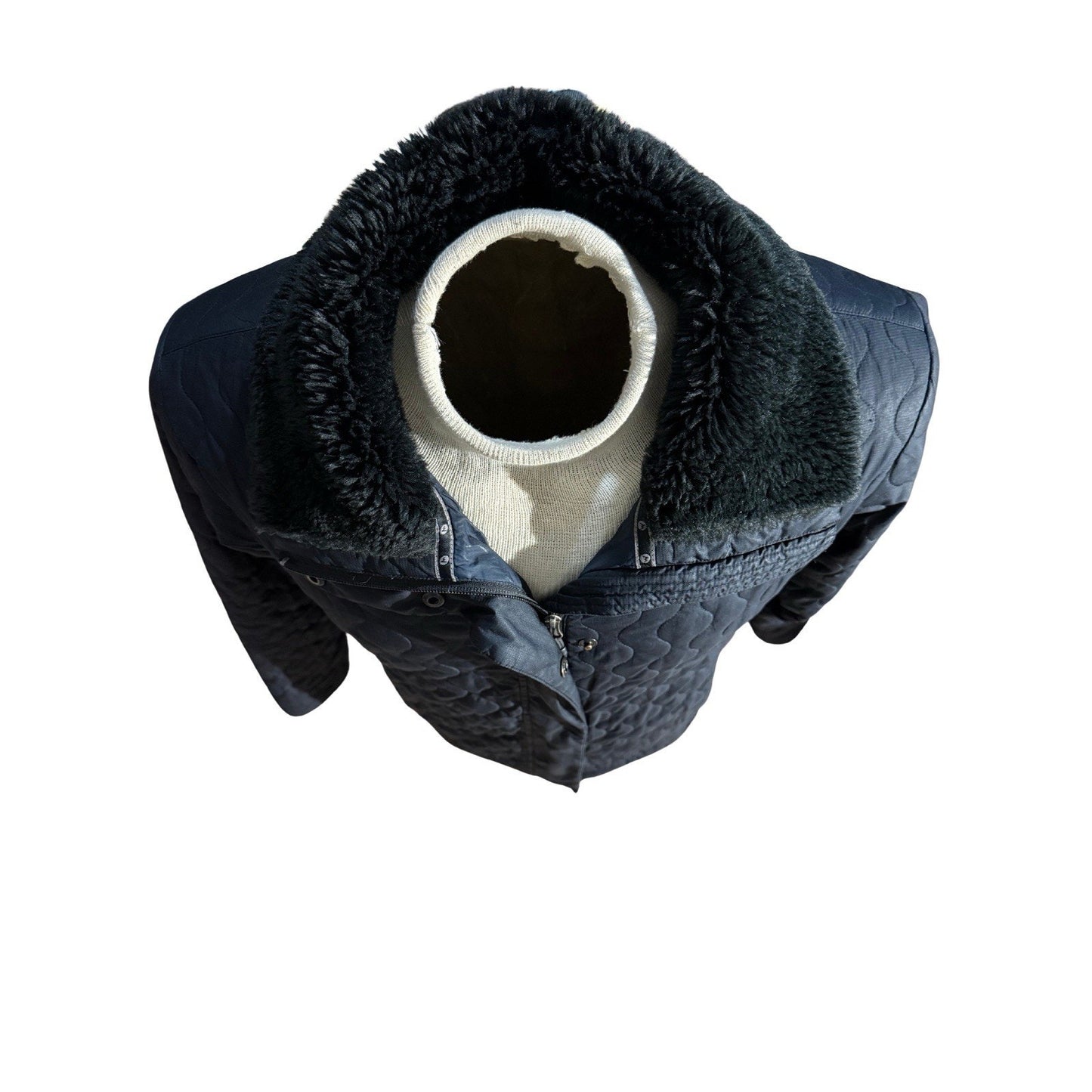 Marmot Black Quilted Jacket Men’s Large Faux Fur Collar Insulated Zip Bomber