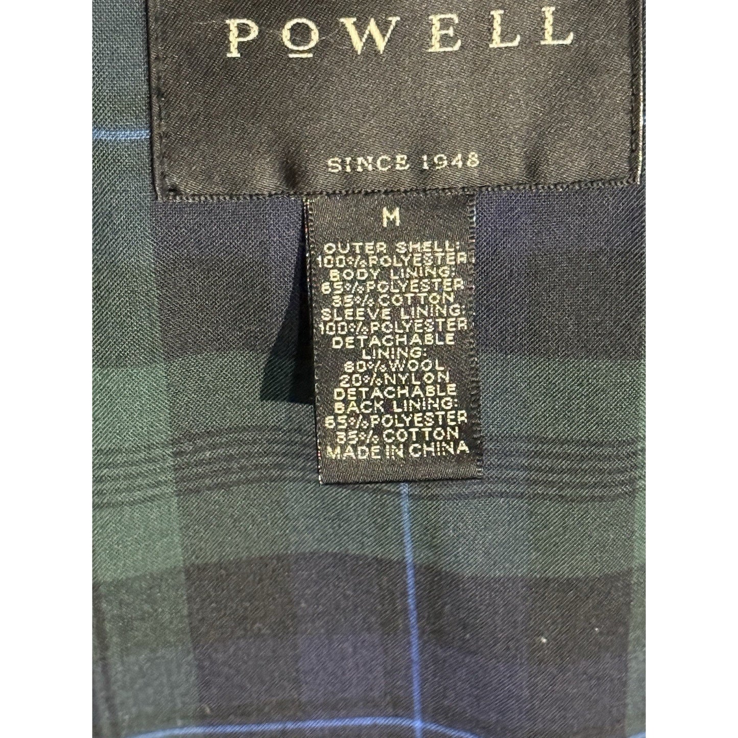 Harold Powell Black Raincoat Men’s M Plaid Lined Wool Zip Liner Classic Coat