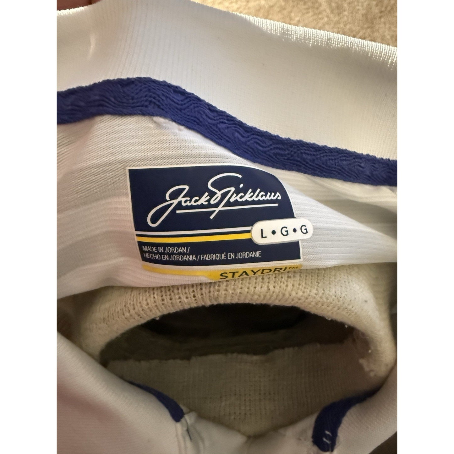 Jack Nicklaus Men’s StayDri Golf Polo Shirt White Gray Stripe Size L