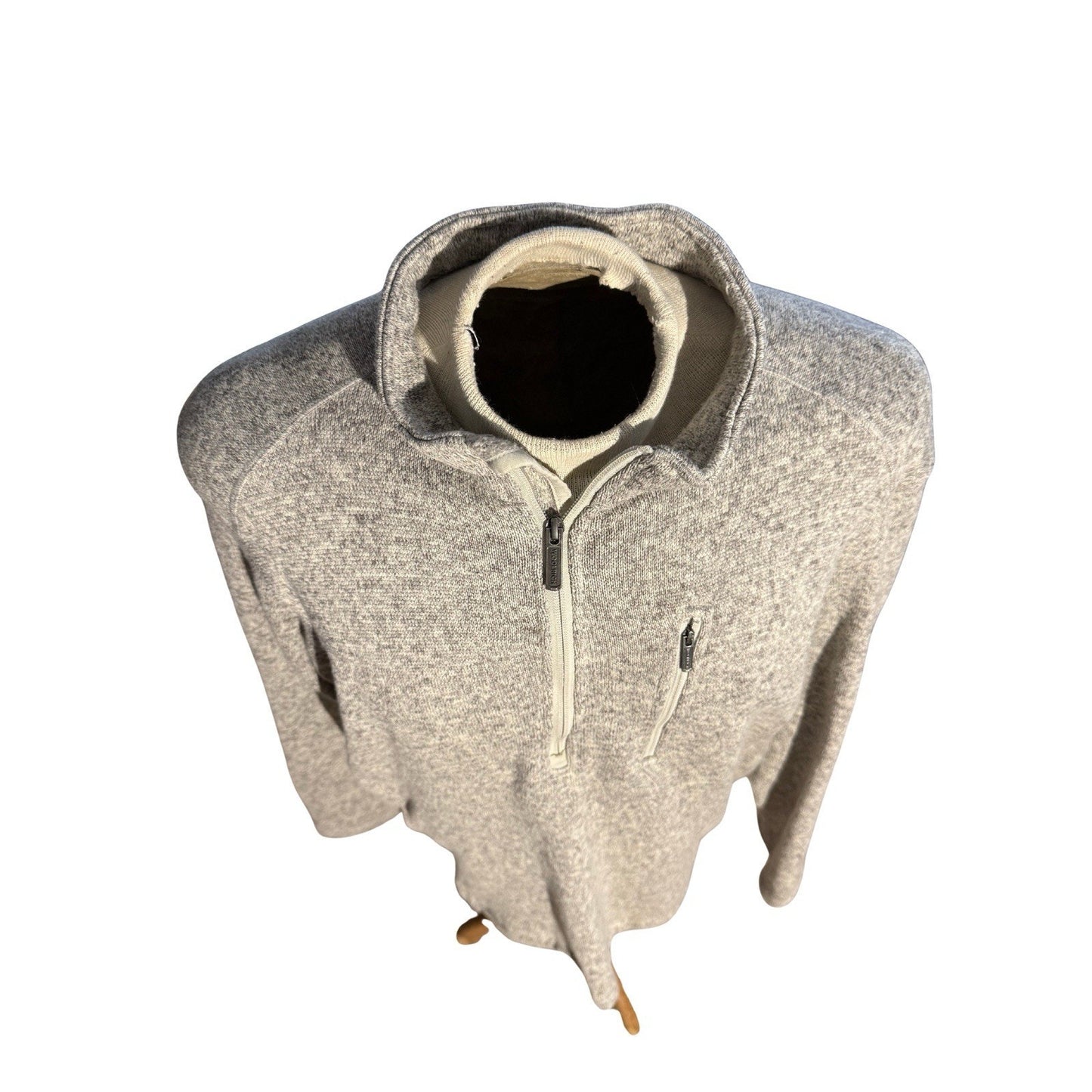Woolrich Men’s 1/4 Zip Long Sleeve Fleece Pullover Sweater XXL Gray Beige Casual