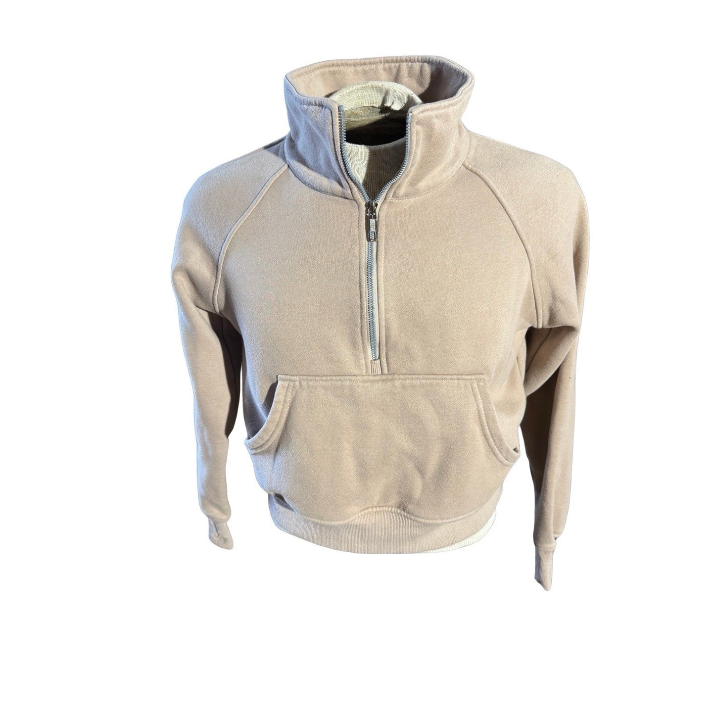 Automet Women’s Half Zip Fleece Pullover Sweatshirt Beige Sherpa Lined XS