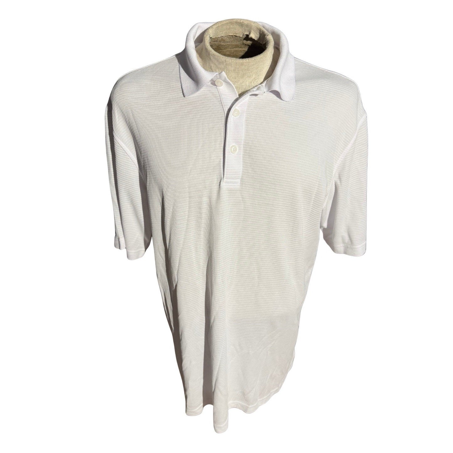 Bugatchi Men’s Polo Shirt XL White Modal Blend Soft Touch Textured Knit Classic