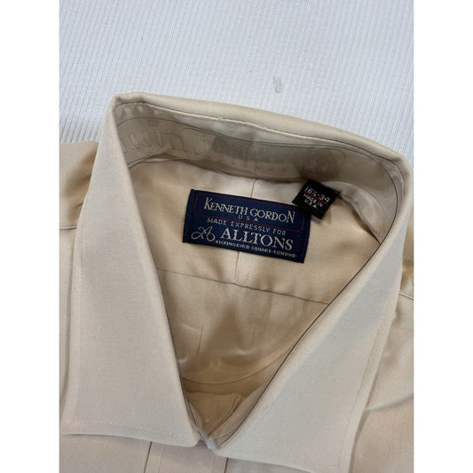 Kenneth Gordon Alltons Dress Shirt 16.5 34 USA Tan Beige Cotton