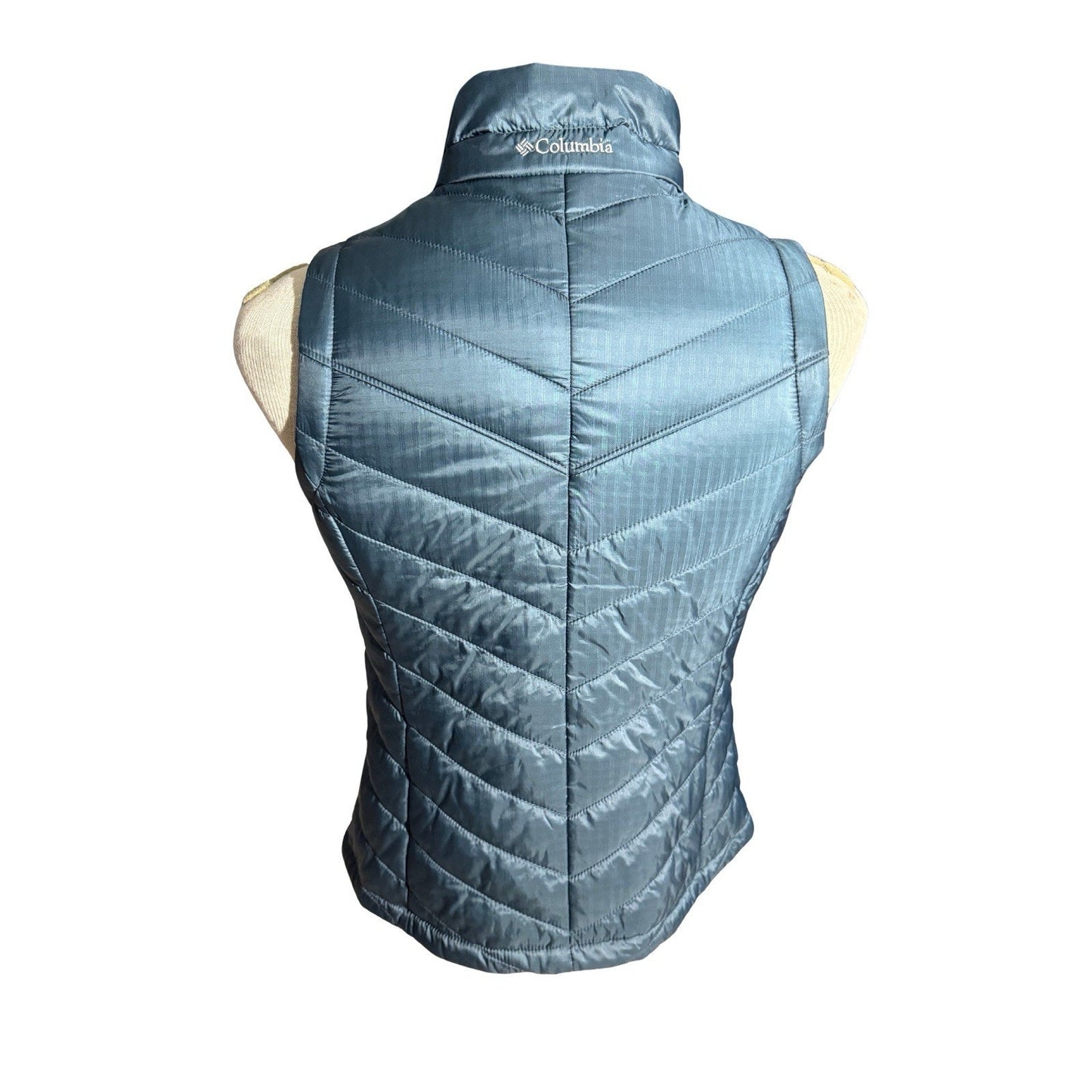 Columbia Omni-Heat Women’s Puffer Vest Blue Medium Lightweight Insulated Zip Up