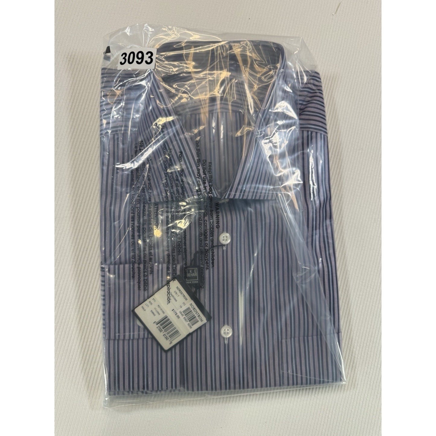 Ike Behar New York 17 34 Lavender Stripe Cotton Dress Shirt NWT Peru