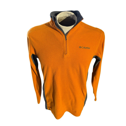 Columbia Mens Fleece Jacket Orange Quarter Zip Size XS