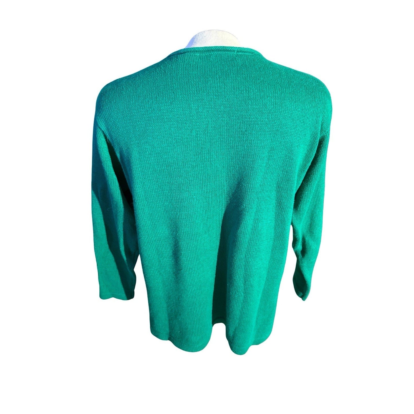 Victoria Jones Women’s Large Christmas Sweater Green Beaded Embellished Holiday