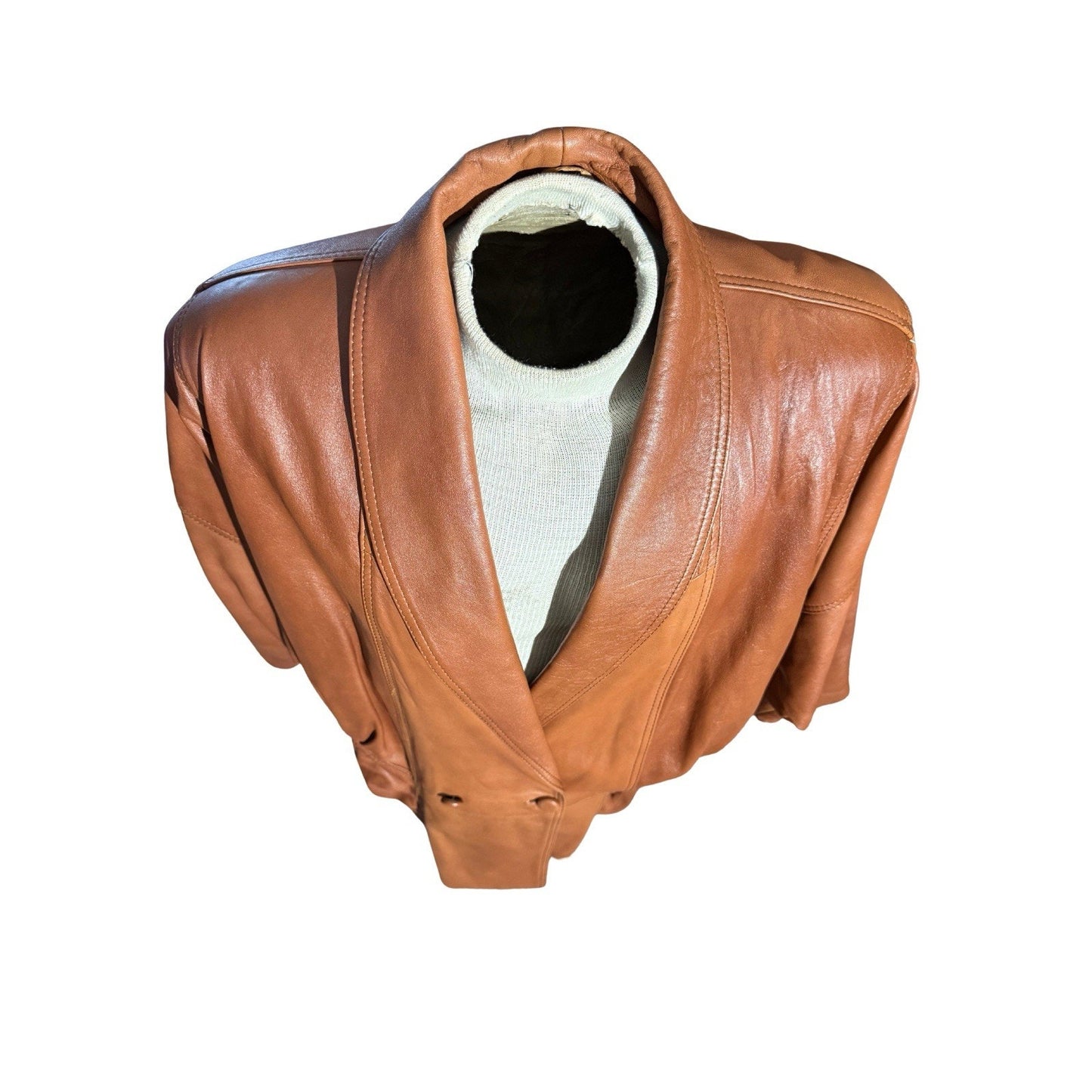 Vintage 80s Women Leather Blazer Jacket Black Echtes Leder L 271