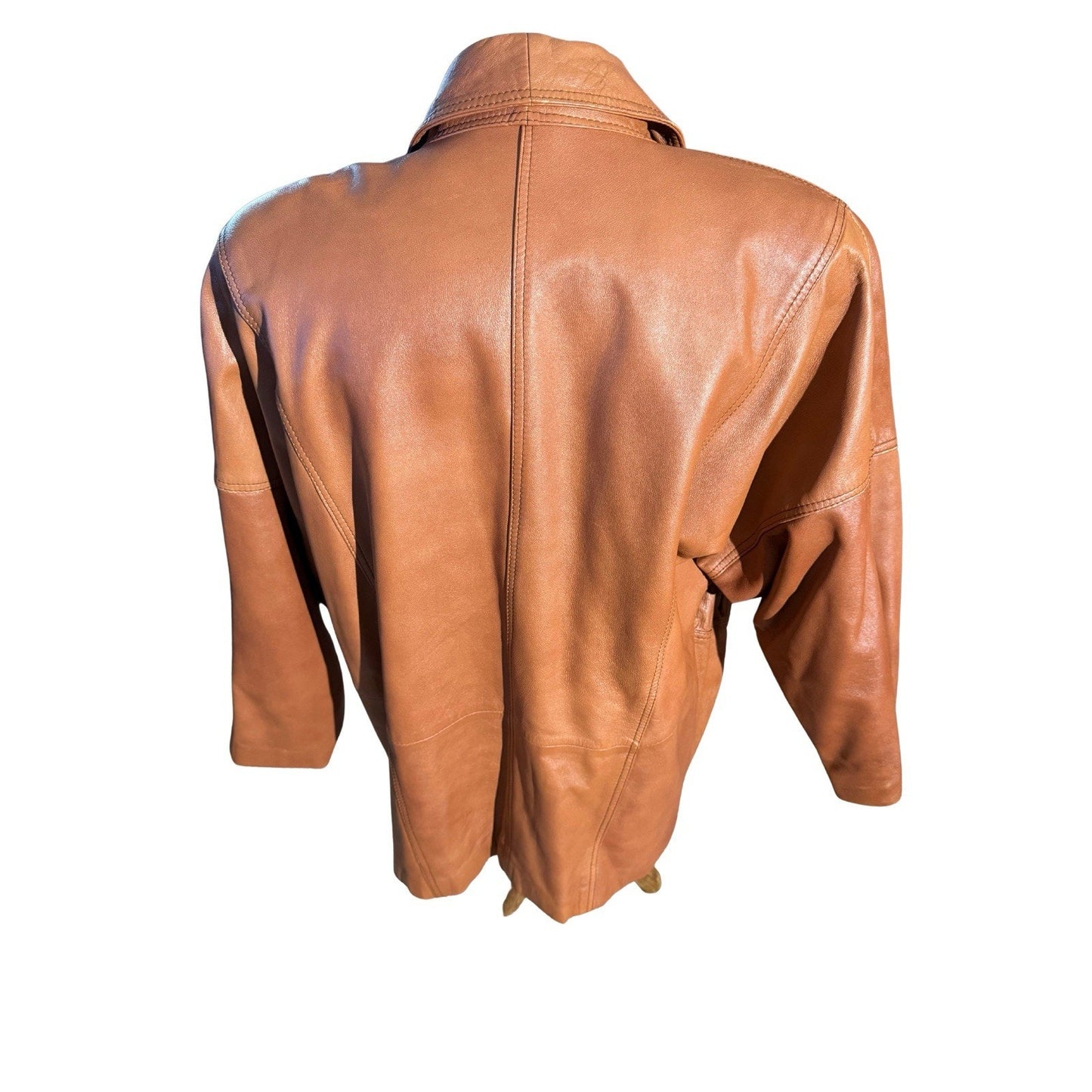 Vintage 80s Women Leather Blazer Jacket Black Echtes Leder L 271