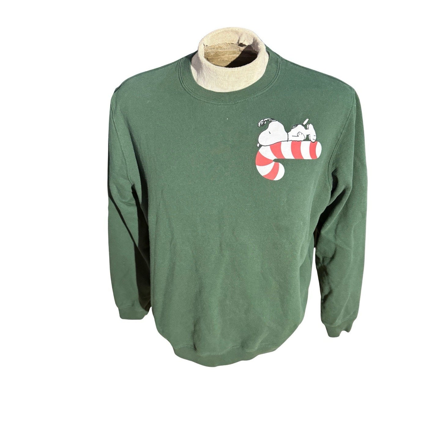Peanuts Snoopy Candy Cane Christmas Sweatshirt Women’s XL Green Holiday 2023