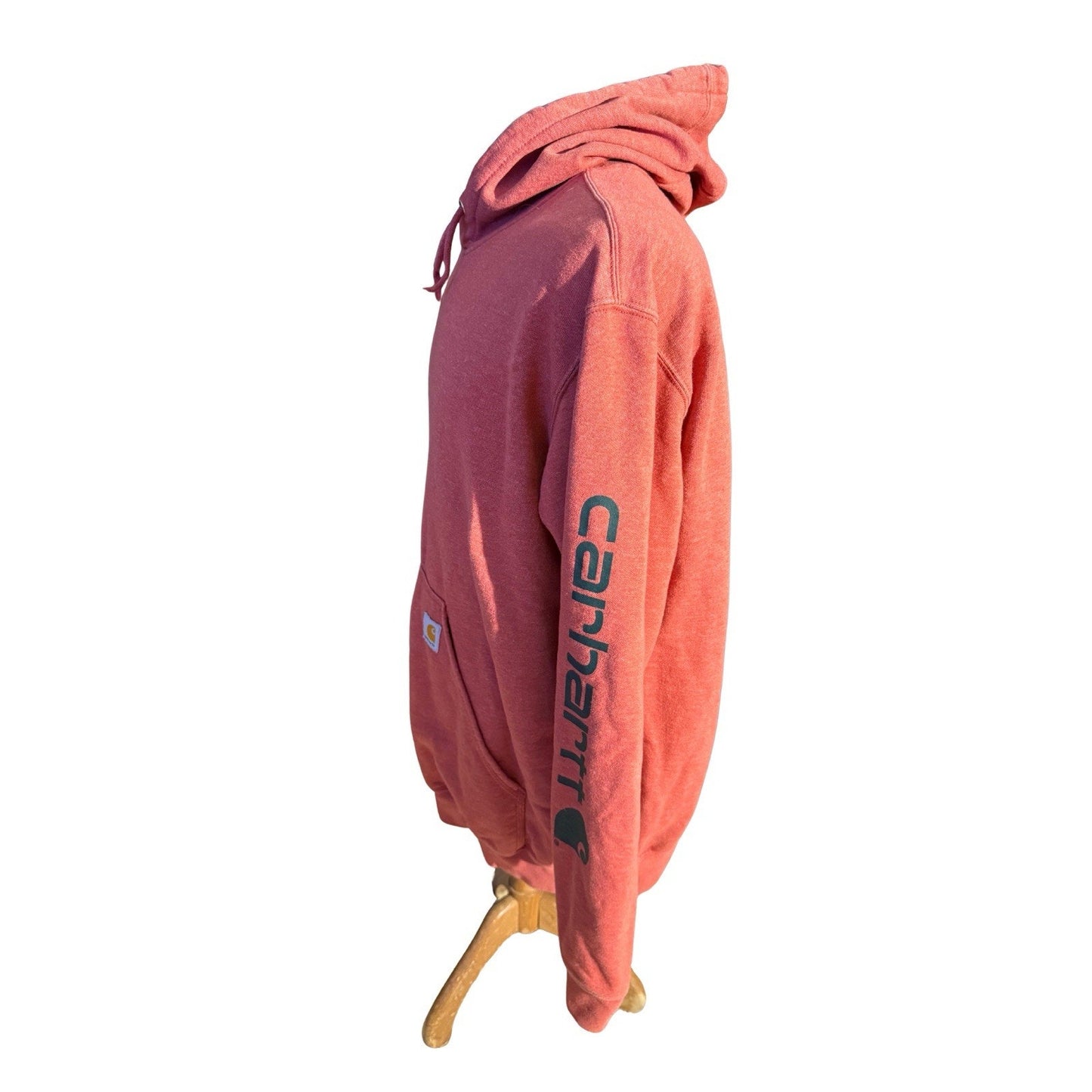 Carhartt Original Fit Hoodie Red Graphic Sleeve Logo Sweatshirt Size