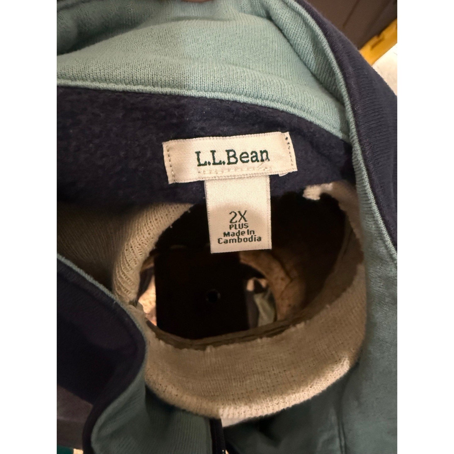 L.L.Bean Women’s 2X Plus Colorblock Quarter Zip Pullover Navy Gray Green