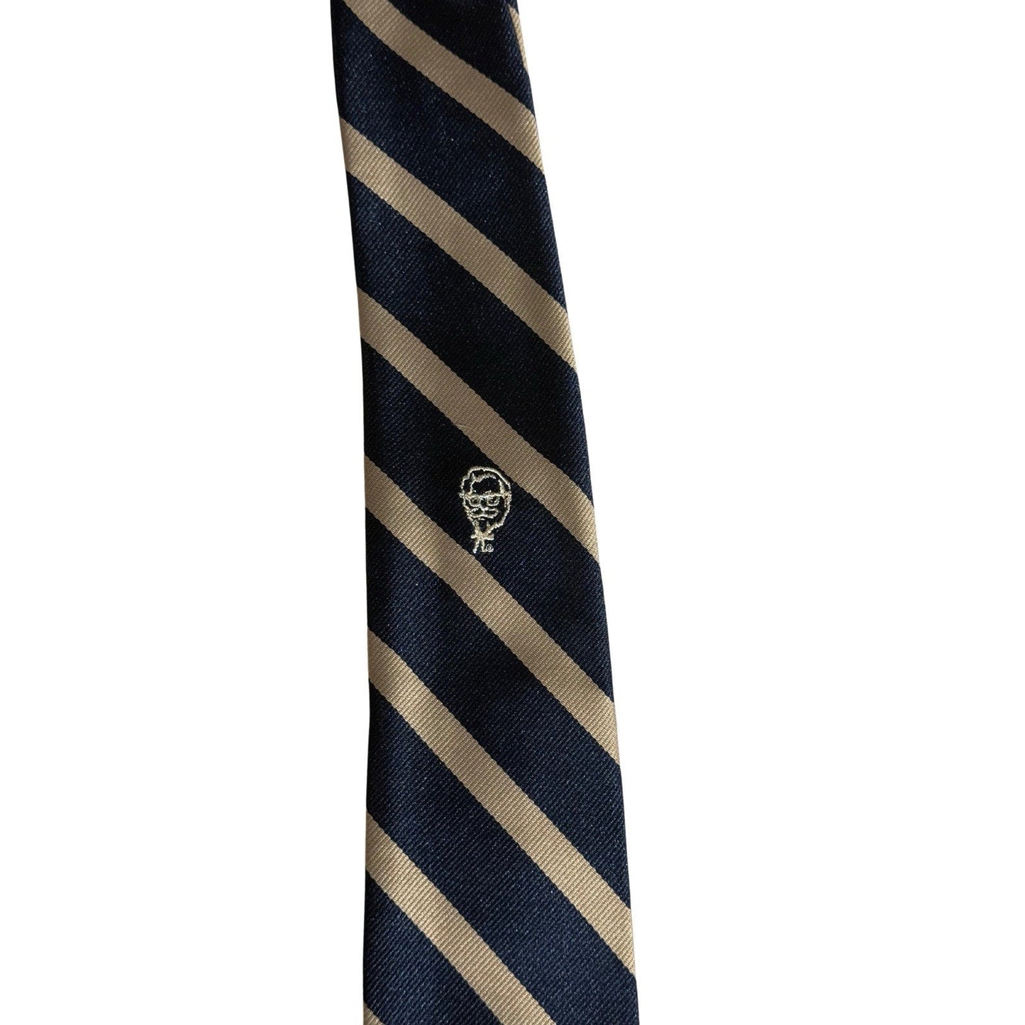 Vintage 1970s KFC Colonel Sanders Polyester Uniform Tie Made in USA Navy Striped