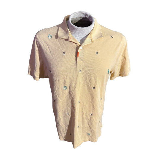 Nike Dri-Fit Polo Shirt Men’s Medium Yellow Embroidered Pattern Golf Casual