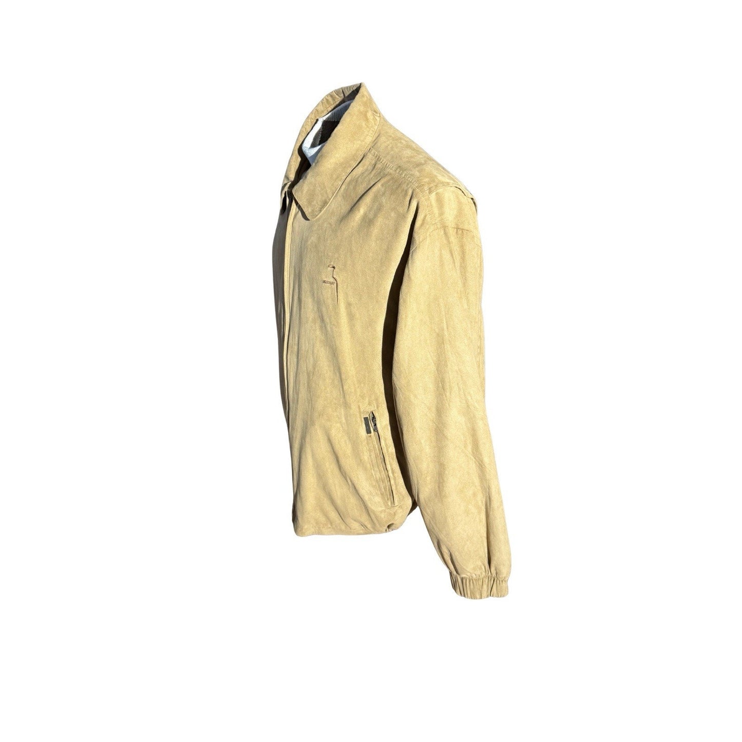 Weatherproof Suede Bomber Jacket XL Tan Absolut Vodka Promo Embroidered