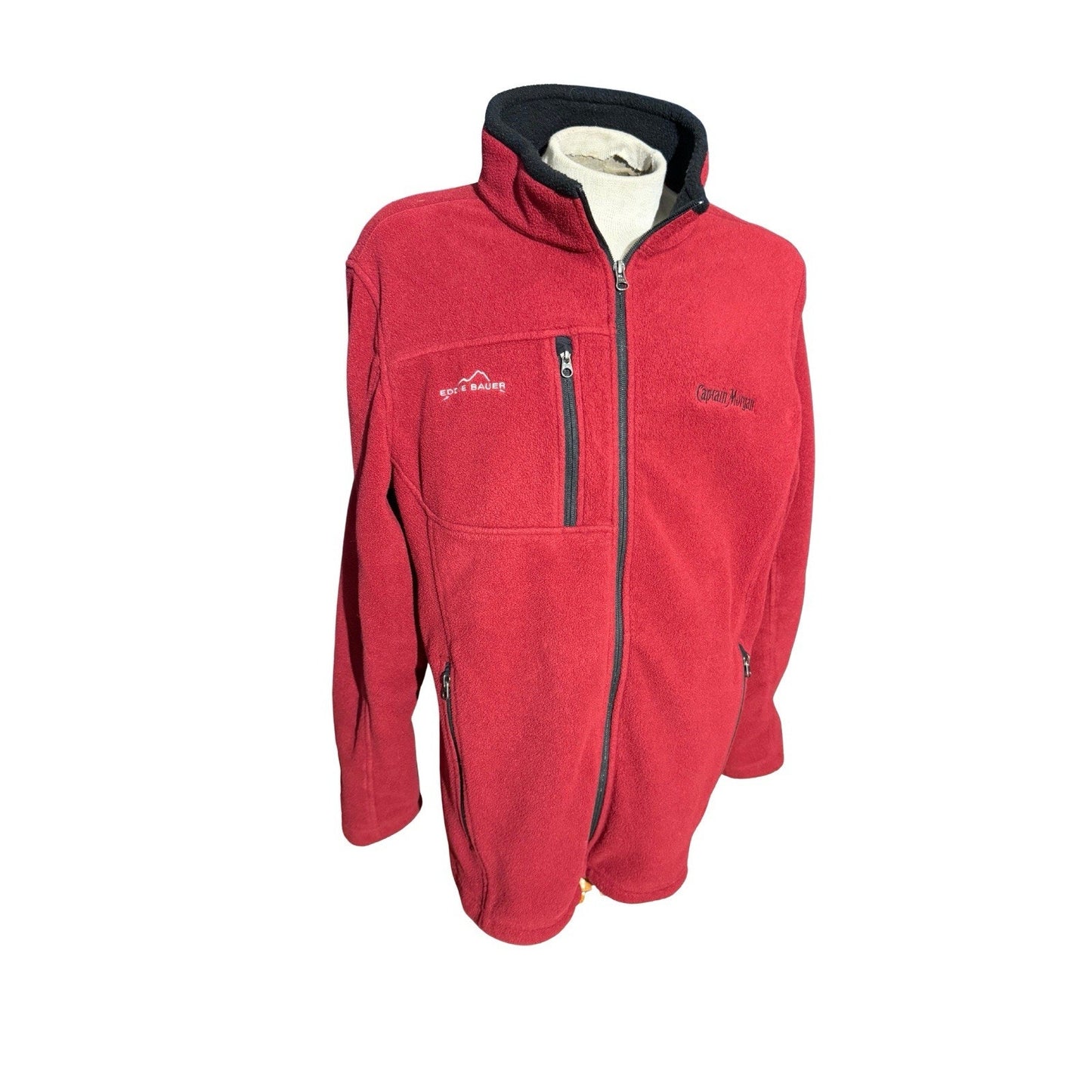 Eddie Bauer Captain Morgan Fleece Jacket 2XL Red Full Zip Promo Logo