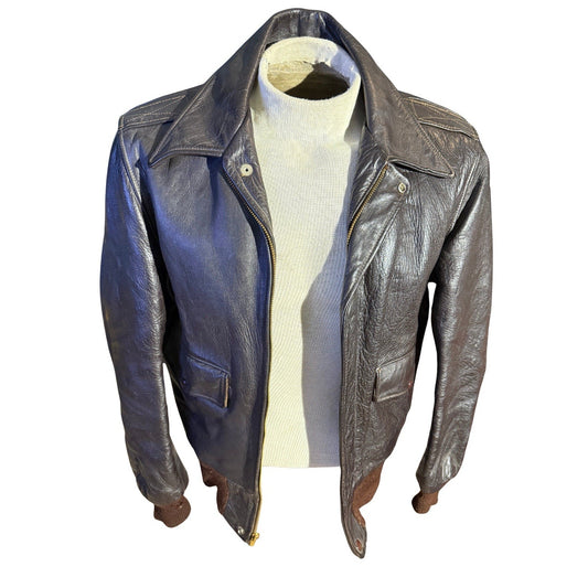 Vintage 1949 Sierra Sportswear Horsehide Leather Jacket Sz 40 Union Label USA