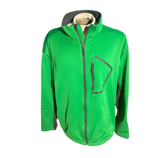Columbia Men’s XXL Green Softshell Jacket WM6358 Fleece Lined Wind Resistant